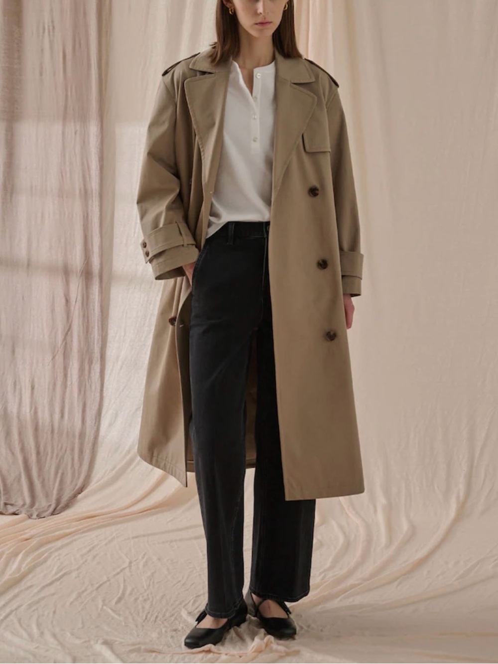 Theory Women’s Cotton Double Trench - Soft Taupe